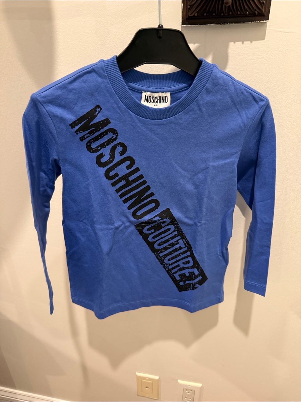 Moschino Blue Long-Sleeve Logo Tee for Kids